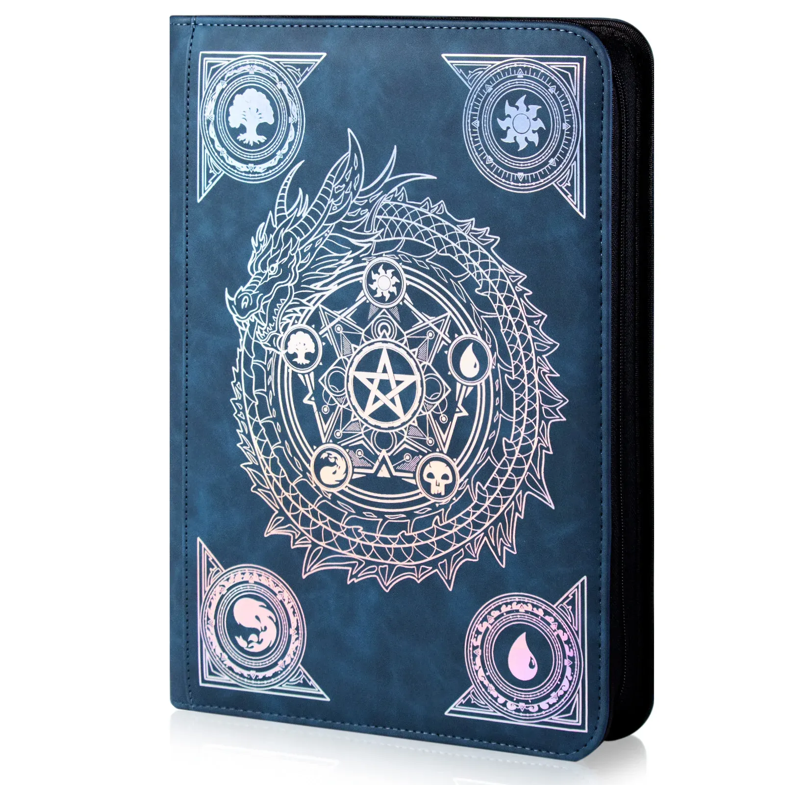 Classeur pour cartes à collectionner, classeur sans anneaux avec fermeture éclair et pelliculage laser, 540 pochettes recto-verso pour cartes à collectionner Yugioh, MTG
